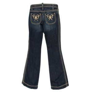 DSQUARED² Low-Rise Wide Leg Gold Stitch Jeans Sz2